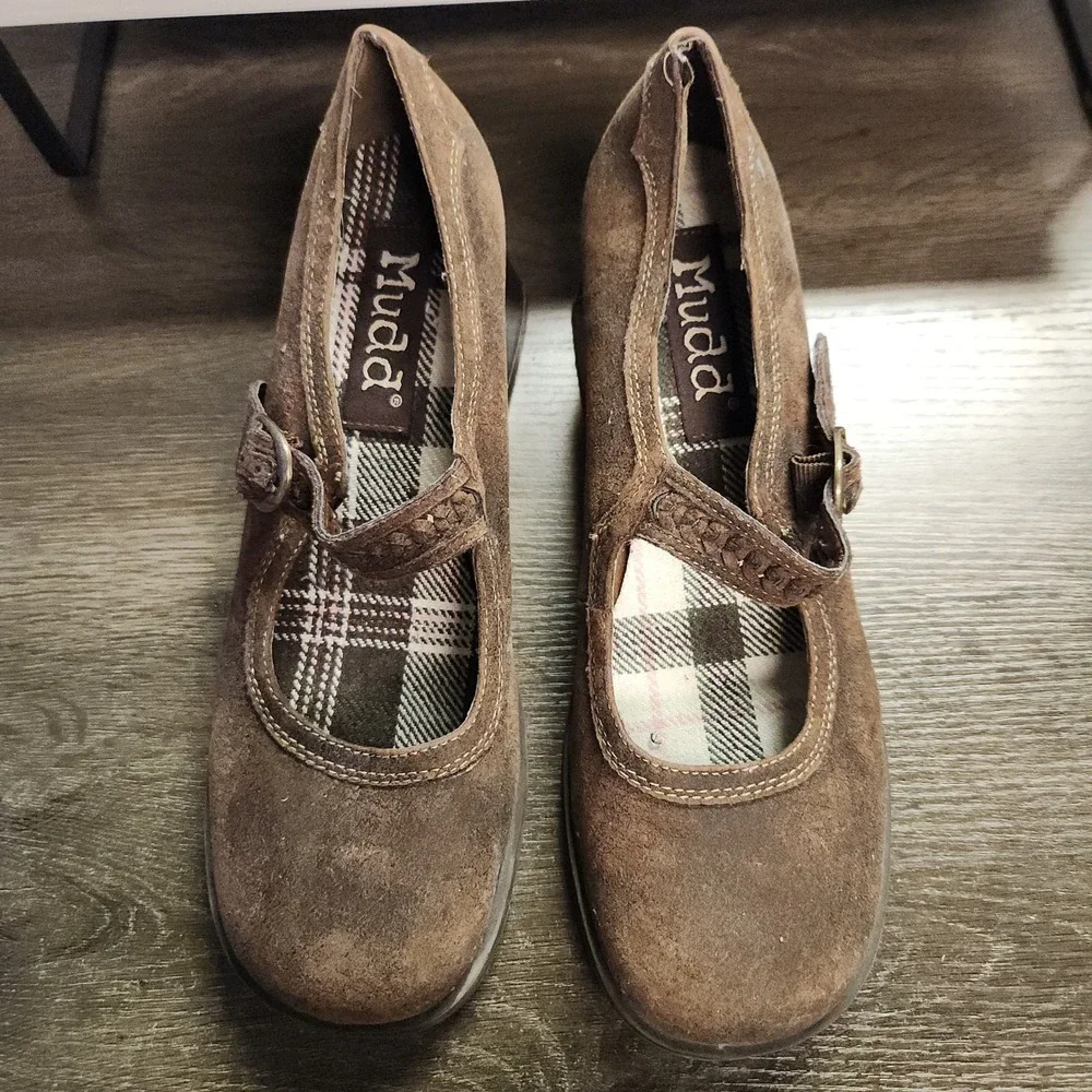 Vtg Mudd Y2K Brown Plaid Chunky Heel Platform Mary Jane *Fit Size 9/10 RARE 90's